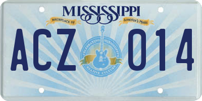 MS license plate ACZ014
