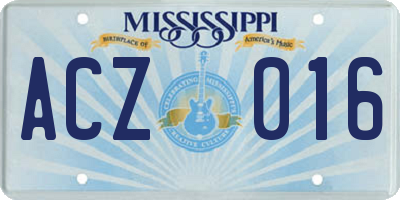 MS license plate ACZ016