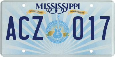 MS license plate ACZ017
