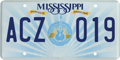 MS license plate ACZ019