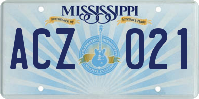 MS license plate ACZ021