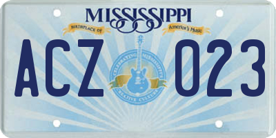 MS license plate ACZ023