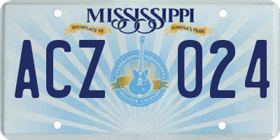 MS license plate ACZ024