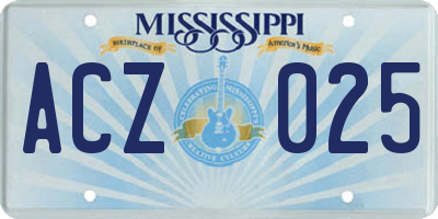 MS license plate ACZ025