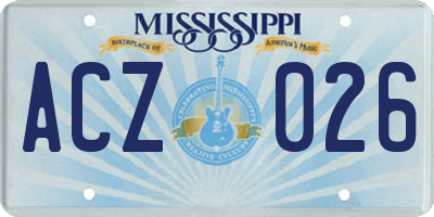 MS license plate ACZ026
