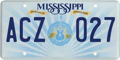 MS license plate ACZ027