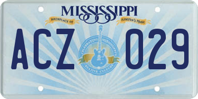 MS license plate ACZ029