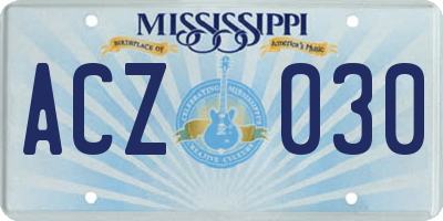 MS license plate ACZ030