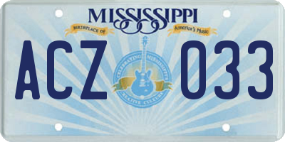 MS license plate ACZ033