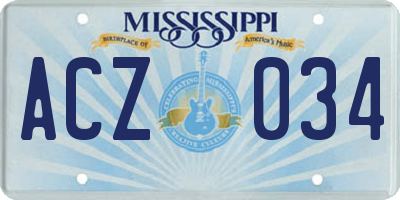 MS license plate ACZ034
