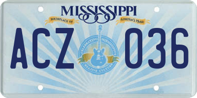 MS license plate ACZ036