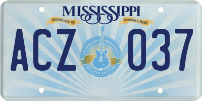 MS license plate ACZ037