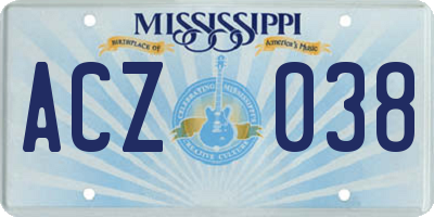 MS license plate ACZ038