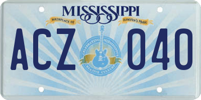 MS license plate ACZ040