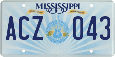 MS license plate ACZ043