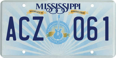 MS license plate ACZ061
