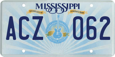 MS license plate ACZ062