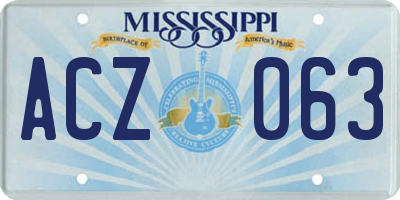 MS license plate ACZ063