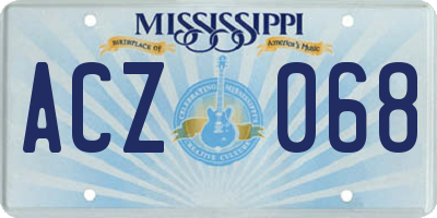 MS license plate ACZ068