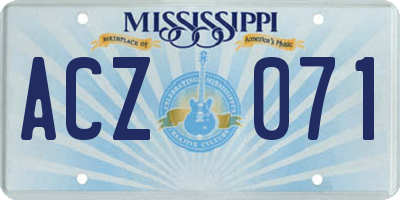 MS license plate ACZ071