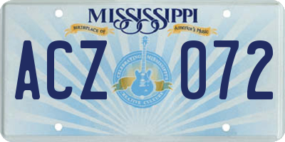 MS license plate ACZ072