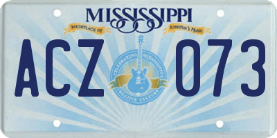 MS license plate ACZ073