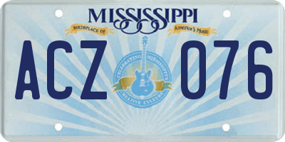 MS license plate ACZ076