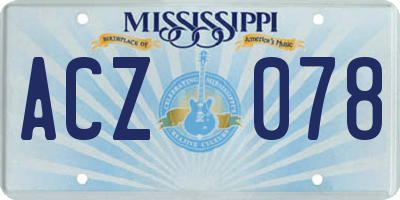 MS license plate ACZ078