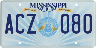 MS license plate ACZ080