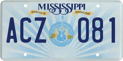 MS license plate ACZ081