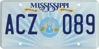 MS license plate ACZ089