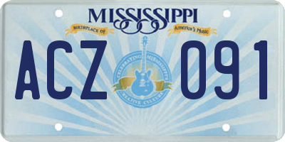 MS license plate ACZ091