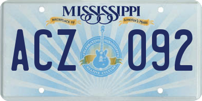 MS license plate ACZ092