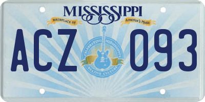 MS license plate ACZ093