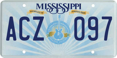 MS license plate ACZ097