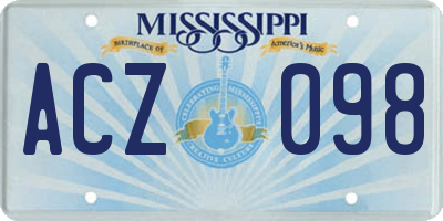 MS license plate ACZ098