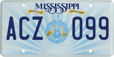 MS license plate ACZ099