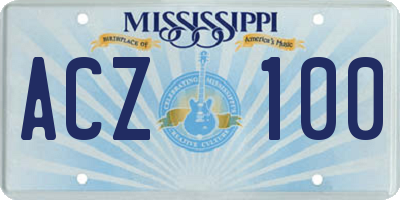 MS license plate ACZ100