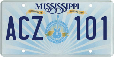 MS license plate ACZ101