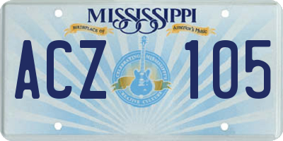 MS license plate ACZ105