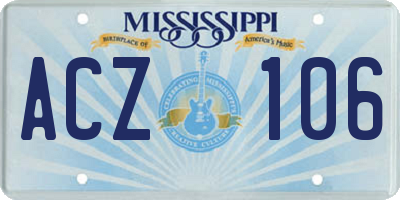 MS license plate ACZ106
