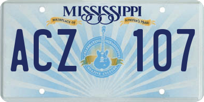MS license plate ACZ107