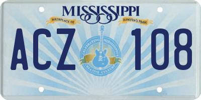 MS license plate ACZ108