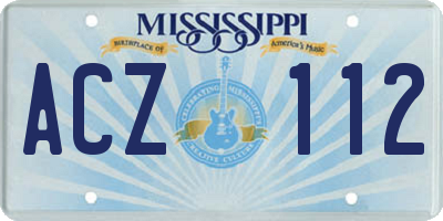MS license plate ACZ112