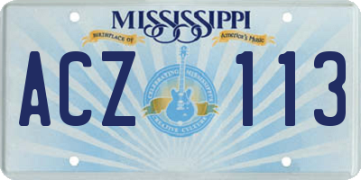 MS license plate ACZ113