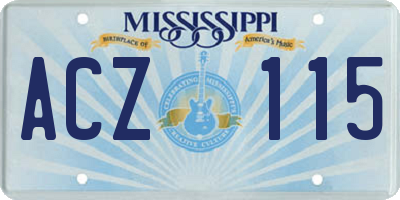 MS license plate ACZ115