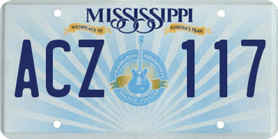 MS license plate ACZ117