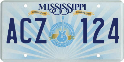 MS license plate ACZ124