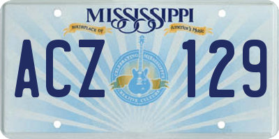 MS license plate ACZ129