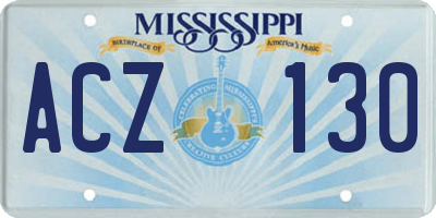 MS license plate ACZ130